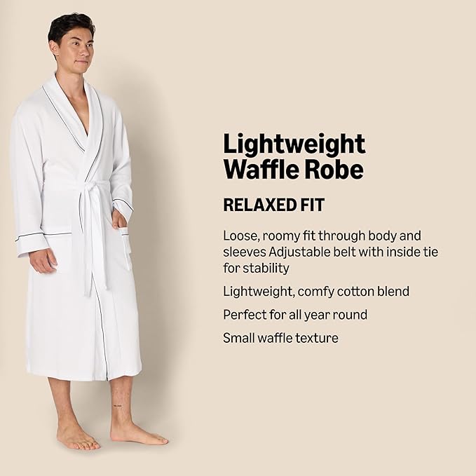 Amazon Essentials Men's Lightweight Waffle Bathrobe (Available in Big & Tall)