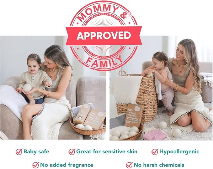 Kind Laundry - Wool Dryer Balls, Tavel Natural Dryer Balls, Pure New Zealand Wool Dryer Balls Laundry Essentials, Dryer Balls for Pet Hair Removal & Lint Collection, Pack of 3