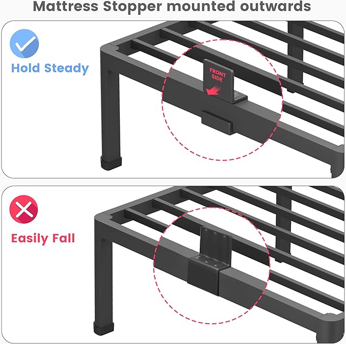 12 Inch Twin Bed Frame, Metal Platform Bed Frame with Round Corner Legs, 3500 lbs Heavy Duty Steel Slats Support, No Box Spring Needed, Noise Free, Easy Assembly, Black