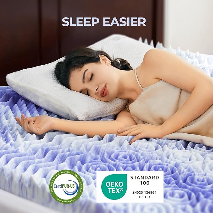Dreamsmith 4 Inch 7-Zone Twin Memory Foam Mattress Topper, Cooling Gel Infused Foam Mattress Pad, Twin Size Bed, CertiPUR-US Certified, Dorm Room Essentials