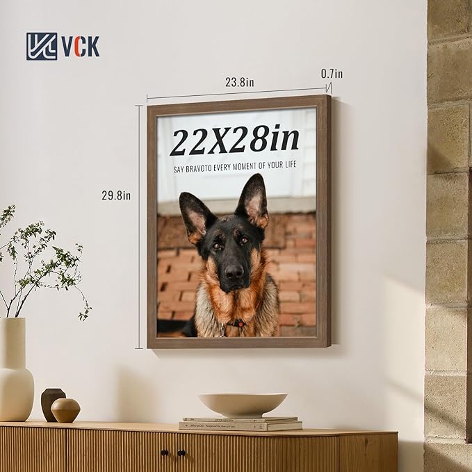 VCK 22x28 Brown Poster Frames 3 Pack, High-End Wood Wide Border Picture Frame,Multi-Directional Display Family Photos, Office Prints, Studio/Gallery/Home Artwork