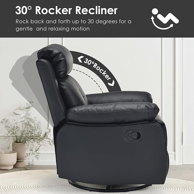 Small Rocker Swivel Recliner Chair for Adults Women for Small Spaces, Bedroom, Living Room
