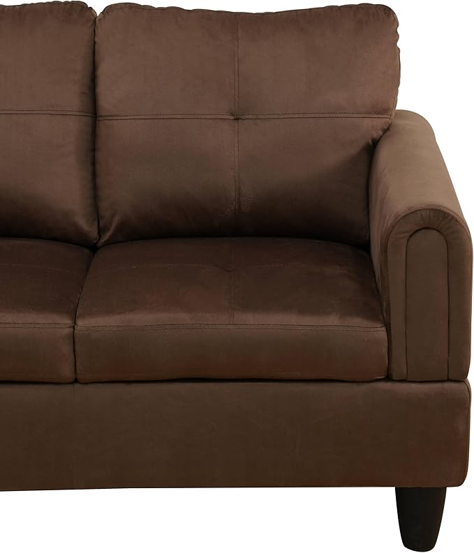 NicBex Sectional Couch 2 Pieces 66.5" L Sofa with Left Chaise Flannel L Shaped Cloud Couch for Living Room Furniture Sets with Cushion, Modular Sofa for Living Room & Small Apartment, Chocolate