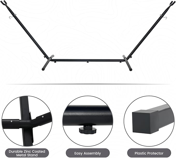 Lazy Daze Hammocks Double Hammock with 9ft Space-Saving Steel Stand Includes Portable Carrying Case, 450 Pounds Capacity (Dark Grey)