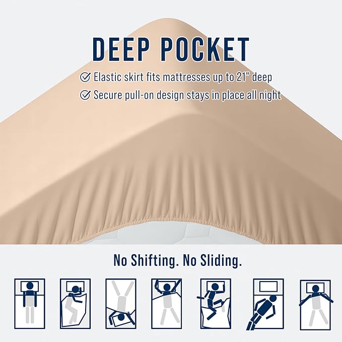 OLANLY King Quilted Fitted Mattress Pad, Elastic Fitted Mattress Topper, Cooling Soft Mattress Cover Stretches up to 21 Inches Deep, Machine Washable Mattress Protector (78x80 inch, Beige)