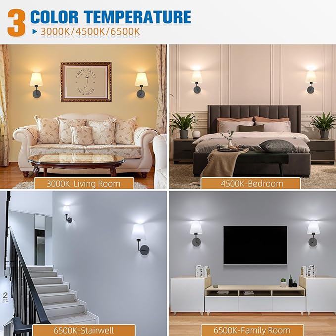 NIORSUN 13.8 inch Battery Operated Wall Sconce Set of 2,Black Rechargeable Wall Lights with 5200mAh Dimmable Detachable Bulbs and Remote,9 Colors Wireless Sconces for Bedroom Living Room Hallway