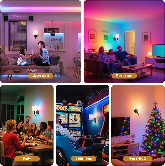 Battery Operated Wall Sconce Set of 2,Rechargeable Wall Sconce with 10000mAh Dimmable Bulb and Remote,LED 15 Colors Black Wireless Battery Powered Wall Lamp with Fabric for Bedroom Living Room