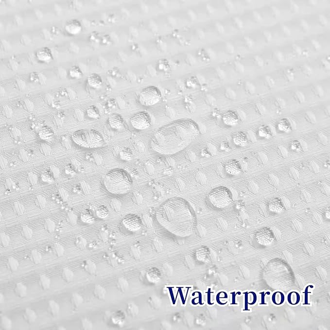 No Hooks Required Waffle Weave Shower Curtain with Snap in Liner-Hotel Grade Waterproof & Mesh Top Window Spa Like Small Stall Bath Curtain Machine Washable Heavy Duty 54Wx80L White