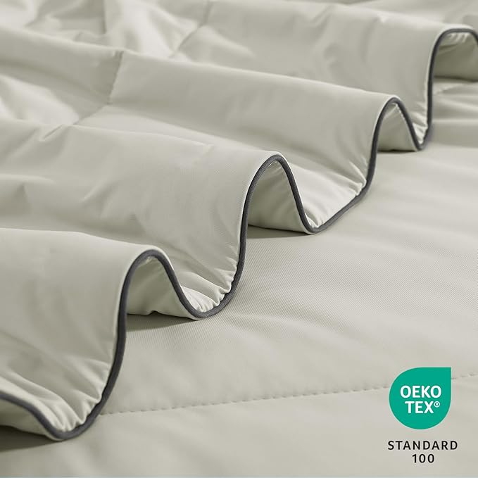 Monbix ChillChilla Cooling Comforter Twin Size-2 Pieces Cooling Blankets for Hot Sleepers and Night Sweats, Double-Sided Summer Twin Comforter Set, Breathable Lightweight Blanket Grey