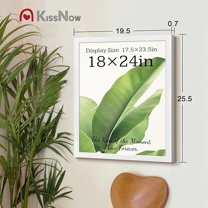 18x24 Poster Frame 4 Pack, White Solid Wood Picture Frame with Polished Plexiglass, Wall Hanging