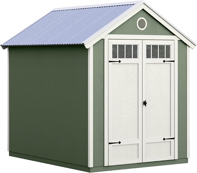 Handy Home Products Garden Shed 6x8 Do-it-Yourself Wooden Storage Shed with Metal Roof- Does not Include Floor kit or Paint