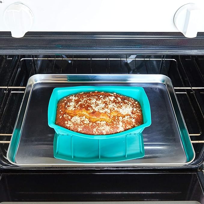 Juvale Silicone Baking Pans Set - 4-Piece Teal Set: Square, Rectangular, Round Cake & Pie - Nonstick Flexible Silicone Bakeware, Oven & Microwave Safe