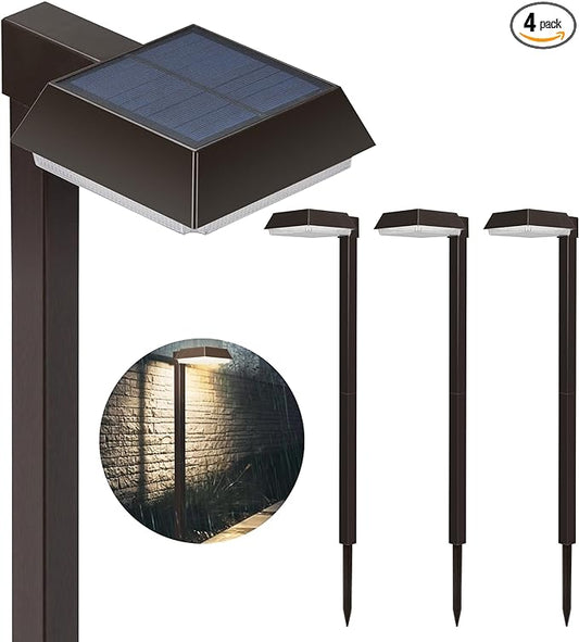 Bobcat Solar Pathway Lights Super Bright 300 lumens with 2-in-1 Warm White and Daylight Modes, Dark Brown Solar Lights for Outdoor Path, Sidewalk, Driveway or Walk Way Light(4 Pack)