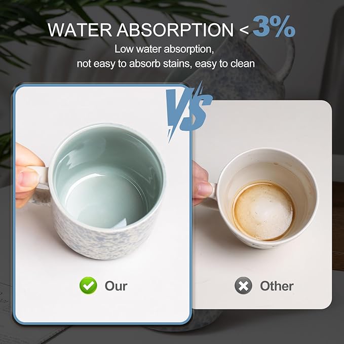 MONITO 12 OZ Coffee Mugs Set of 4, Ceramic Coffee Mugs,Modern Coffee Mugs Set with handle for Tea/Latte/Cappuccino/Milk/Cocoa. (BLUE, 4 Count（Pack of 1)