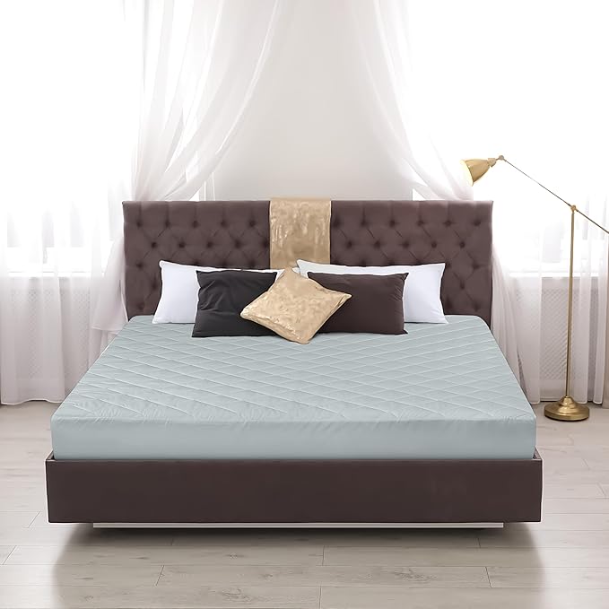 Utopia Bedding Quilted Fitted Mattress Pad, King Size, Elastic Fitted Mattress Topper Protector and Cover Stretches up to 16 Inches Deep, Machine Washable (Light Grey)
