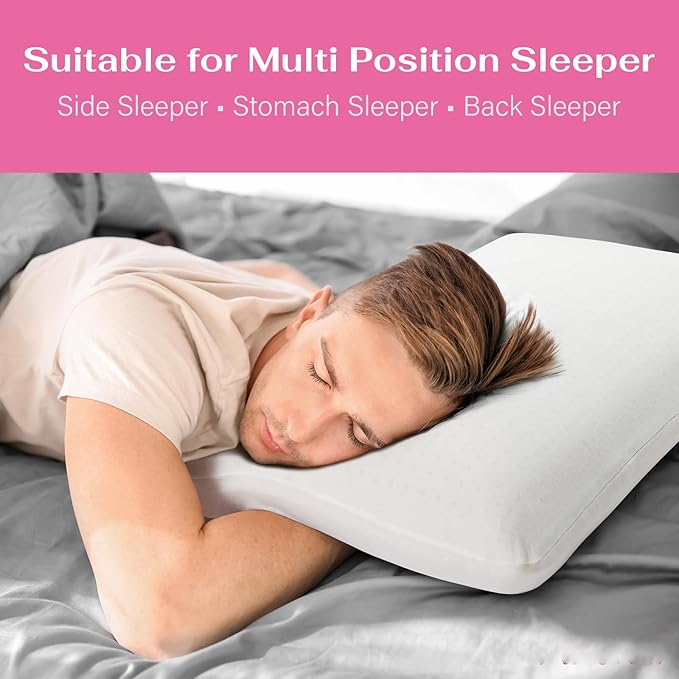 100% Talalay Latex Pillow, Queen Size Bed Pillow for Sleeping, Extra Soft Natural Latex Sleeping Pillow for Back, Stomach or Side Sleepers, Removable Breathable Cotton Cover