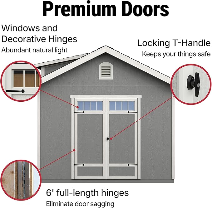 Handy Home Products Windemere 10x12 Do-it-Yourself Wooden Storage Shed with Floor, Beige