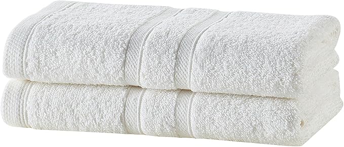 CLOROX Bleach Friendly Towels, Quick Dry, 100% Cotton Hand Towels (16" x 26"), Highly Absorbent Soft Lightweight, Ideal for Everyday Use, Easy to Wash (2 Pack, White)