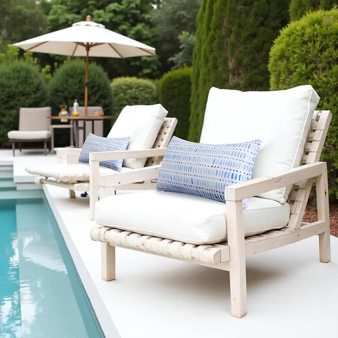 Pack of 2 12x20 Outdoor Pillows, Waterproof Throw Pillows with Inserts, Decorative Lumbar Pillows for Patio, Garden, Couch, Furniture, Sofa, Bed, Living Room(Pebble Blue)