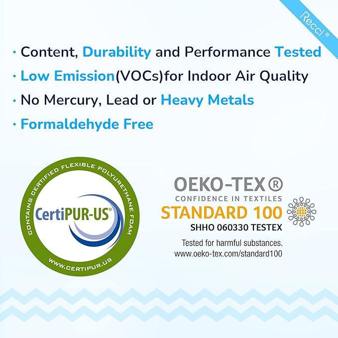 RECCI 3 Inch Twin Memory Foam Mattress Topper, Pressure-Relieving Mattress Topper for Back Pain, Non-Slip Design with Removable & Washable Cover, CertiPUR-US Certified, Twin Size