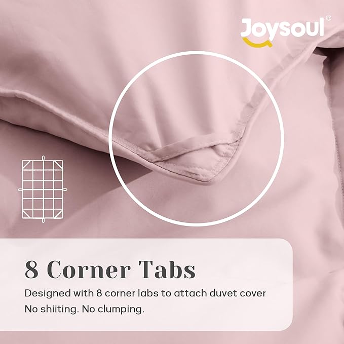Joysoul King Size Down Comforter - All Season Ultra Soft Goose Down & Feather Fiber Fill, Luxury Hotel Pink Duvet Insert with Corner Tabs (104" X 88")