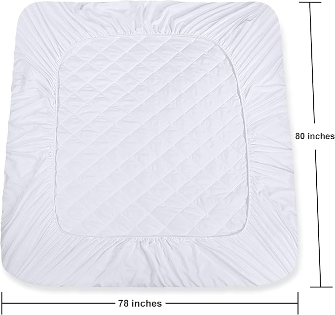 Utopia Bedding Quilted Fitted Mattress Pad, King Size, Elastic Fitted Mattress Topper Protector and Cover Stretches up to 16 Inches Deep, Machine Washable (White)