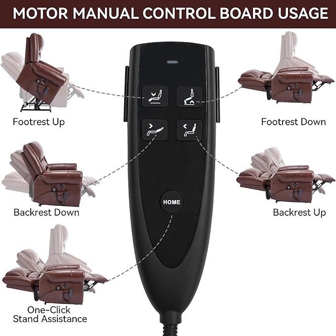 Dual Motor Power Lift Chair, Lay Flat Recliner Chair, Electric Recliner with Massage and Heat for Elderly, Remote Control, Infinite Position, Standing Assistance, USB Ports (Red, Genuine Leather)