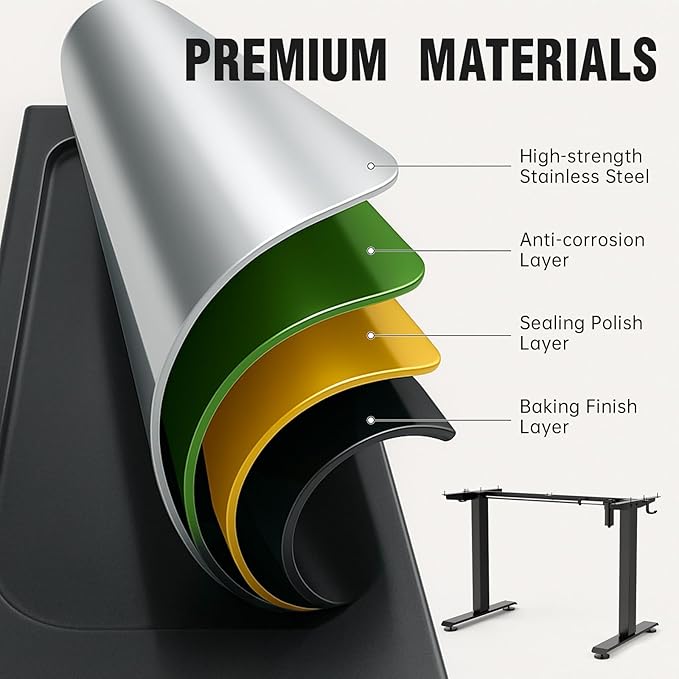 Veken 47.2" Standing Desk, Adjustable Height Office Desk with Wood Desktop, Computer Table for Home Work, Study and Gaming, Small Spaces, Modern Furniture，Brown
