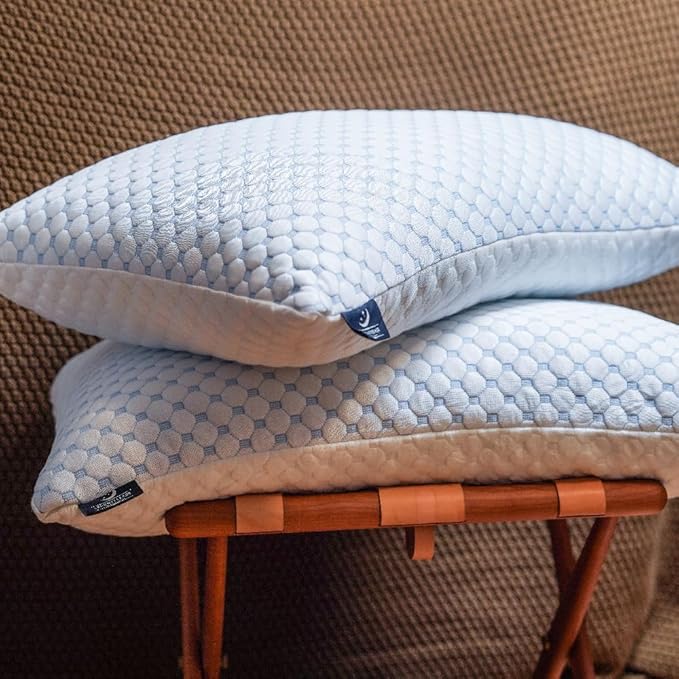 Cooling Bed Pillows for Sleeping 2 Pack Shredded Memory Foam Pillows Adjustable Cool Pillow for Side Back Stomach Sleepers Pillows Queen Size Set of 2 Washable Removable Cover