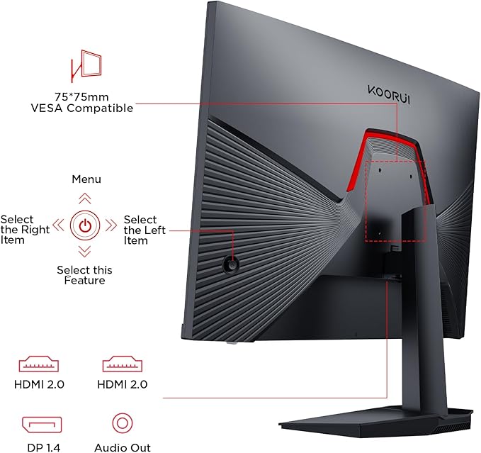 KOORUI Gaming Monitor, 27" 200Hz 1ms Fast IPS Computer Monitor, FHD HDR400 Display, 90% DCI-P3 Color Gamut PC Screen, Adaptive Sync, Ultra Slim Frame, VESA Mountable, HDMI 2.0, DP 1.4, G2711P