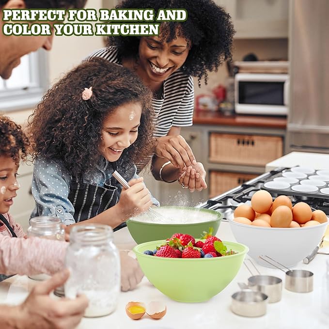 4-Piece Plastic Mixing Bowl Set with Lids for Kitchen, 67oz Lightweight Storage Bowls, Large Salad Bowls for Baking, Prepping, Cooking and Serving Food, Dishwasher & Microwave Safe