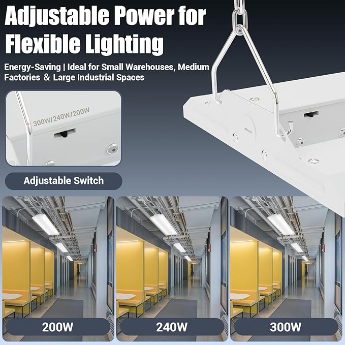 LED Linear Shop Lights 300W, 45000LM Led High Bay Lights 5000K Daylight 120-277V,Led Garage Light for Shop Workshop Store Commercial Supermarket Warehouse Basement Exhibition Room ETL-2Pack