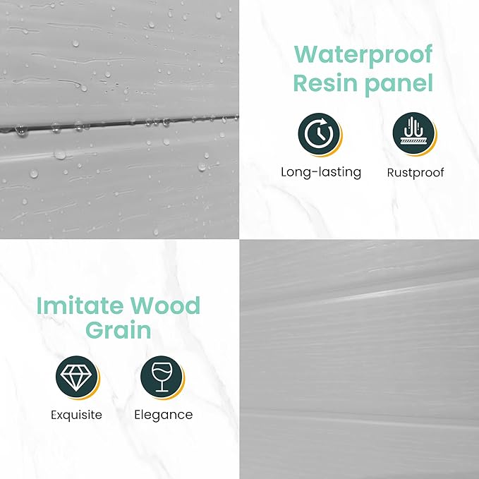 UDPATIO Outdoor Resin Storage Shed 6x4.5 FT, Plastic Garden Shed for Bike, Garbage Can, Tool, Outside Sheds with Lockable Door for Backyard, Patio, Lawn, Grey & White