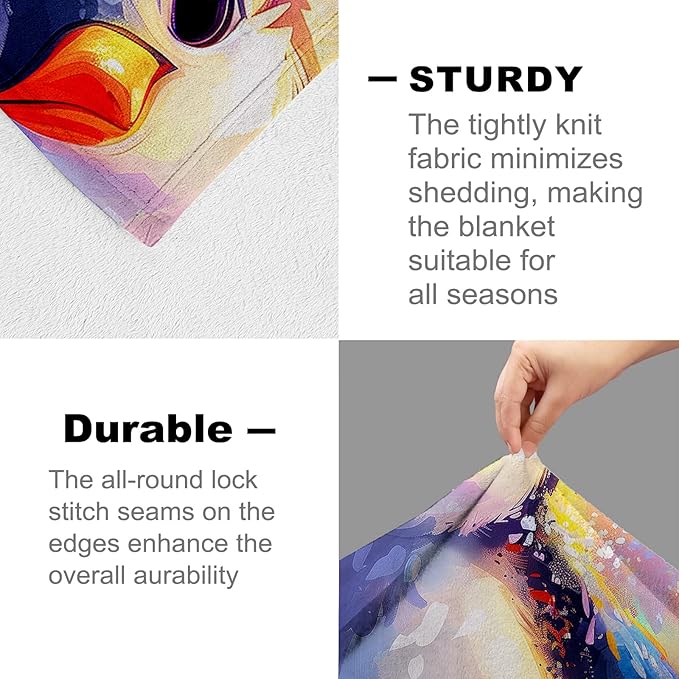 Flannel Penguin Blanket for Women, Girls & Boys - Soft, Warm & Cozy Throw Blanket for Sofa, Couch, Bed & Living Room - 60" x 50" - Penguin Decor