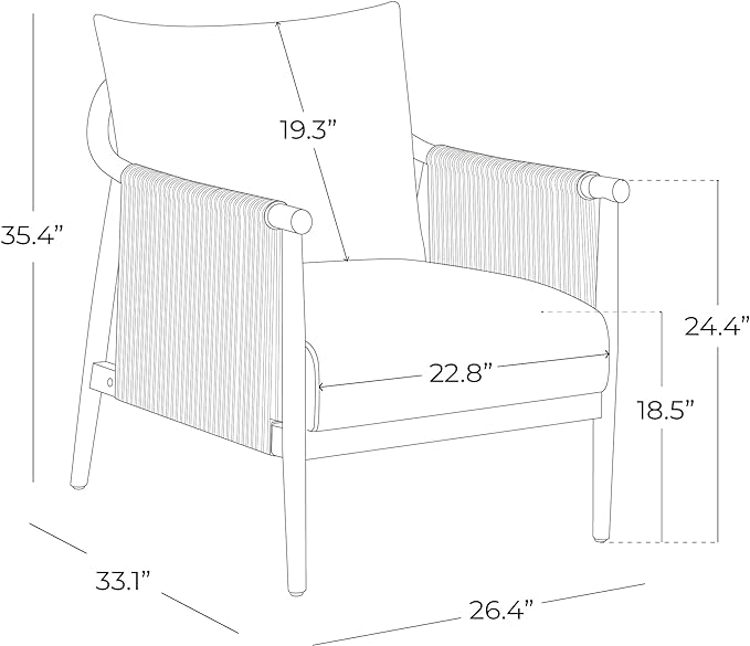 CHITA Braid Armchair, Modern Accent Chair for Living Room, Light Grey