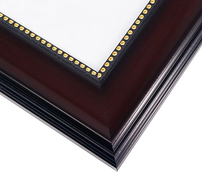 GraduationMall 5x7 Picture Frames, Real Glass, Display Photos for Wall or Tabletop, Mahogany with Gold Beads, 2-Pack