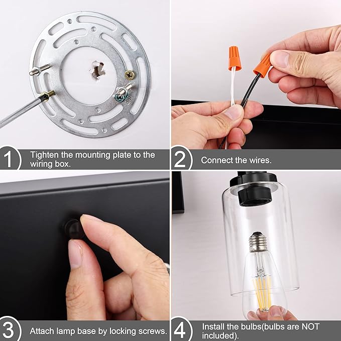 MELUCEE Bathroom Vanity Light Fixtures 24 Inches Length 3 Lights Wall Sconce Black with Clear Glass Shade for Bedroom Living Room Hallway Kitchen (Patent No.: US D963914 S)