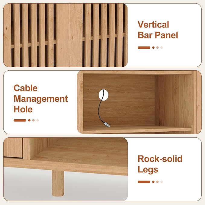 Entertainment Center with Bookshelves, Farmhouse TV Stand for 70 Inch TVs, TV Stands for Living Room w/Adjustable Shelves & Storage Cabinet, Modern Console Cabinet for Bedroom Home Theater