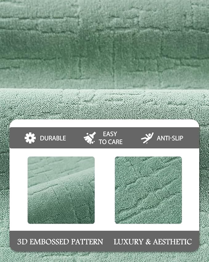 AMOAMI-Bath Mat-Absorbent Quick Dry Bathroom Floor Mats-Washable Rubber Backing Bath Mats for Bathroom Rugs Fit Under Door-Bath Rug for in Front of Sink Bathtub Shower Room, Moss 17''x59''