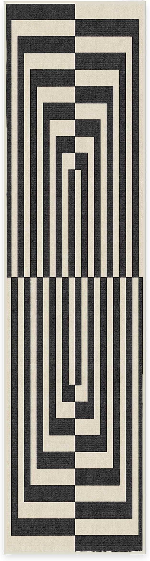 RUGGABLE x Jonathan Adler Machine Washable Modern Runner Rug – Op Art Charcoal 2.5x10, Stain-Resistant, Non-Slip – Washable Rug for Hallway, Entryway, Living Room & Kitchen–with Cushioned Pad