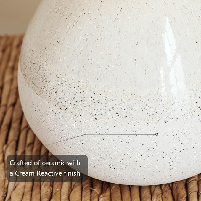 Set of 2 Ceramic Table Lamp for Bedroom, Small Table Lamp White Farmhouse Rustic Lamp Set Bedside Table Lamps for Nightstand Side Table Lamps for Living Room, 13.7IN