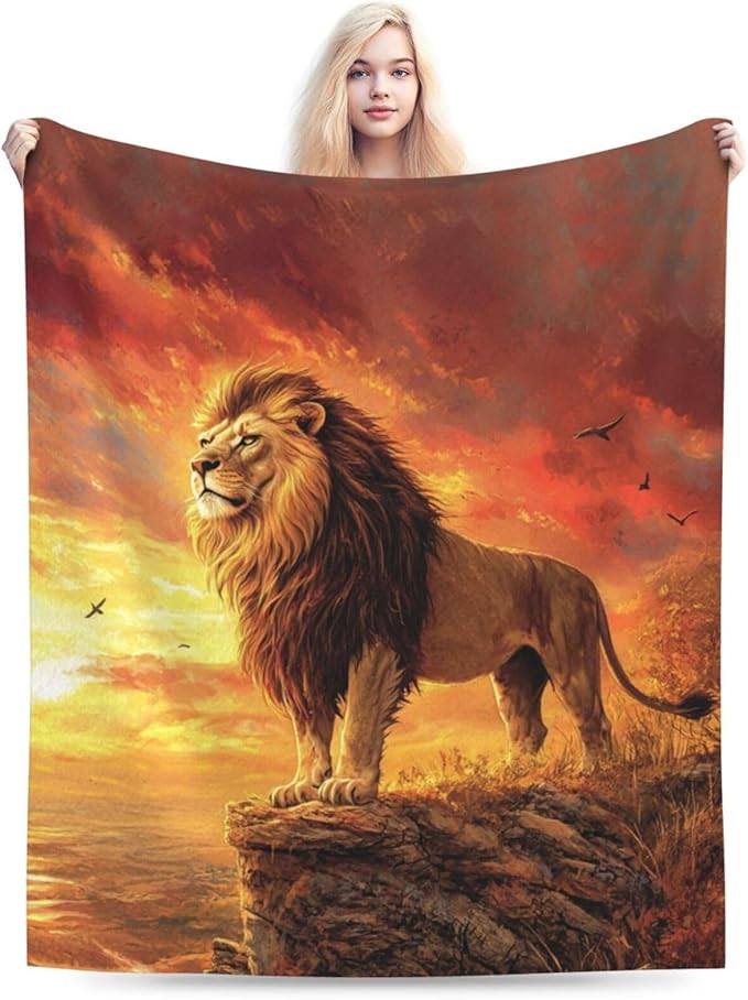 Lion Blanket Soft Cozy Lion Fleece Throw Blanket Warm Lightweight Animal Flannel Plush Bedding Stuff Decor Blankets Gifts for Lover Girls Boys Kids Women Adults Bed Travel 50"x60"