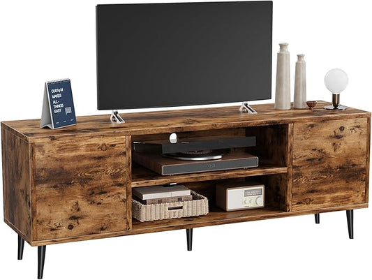 Flamaker TV Stand, 58 Inch Entertainment Center with 2 Doors and 2 Storage Cabinets for TV up to 65 inch, TV Console Table for Living Room, Bedroom, Office (Vintage Brown)