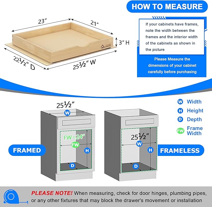 WelFurGeer Soft Close Pull Out Drawers for Cabinets, 23" W x 22" D Pull Out Cabinet Drawer with Heavy Duty Slides, Pull Out Cabinet Organizer, Cabinet Pull Out Shelves, Pull-Out Home Organizers