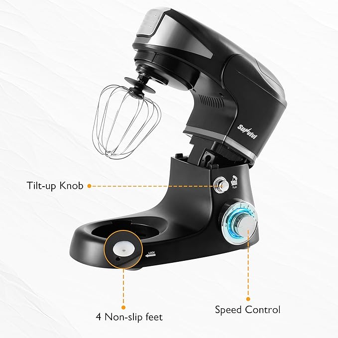 Sunvivi 3-in-1 Multifuctional Stand Mixer: 400W Kitchen Electric Mixer, Tilt-Head, 6.5QT Dough Mixer Machine with Stainless Steel Bowl, Meat Grinder, Juice Blender – Ideal for Baking, Cooking
