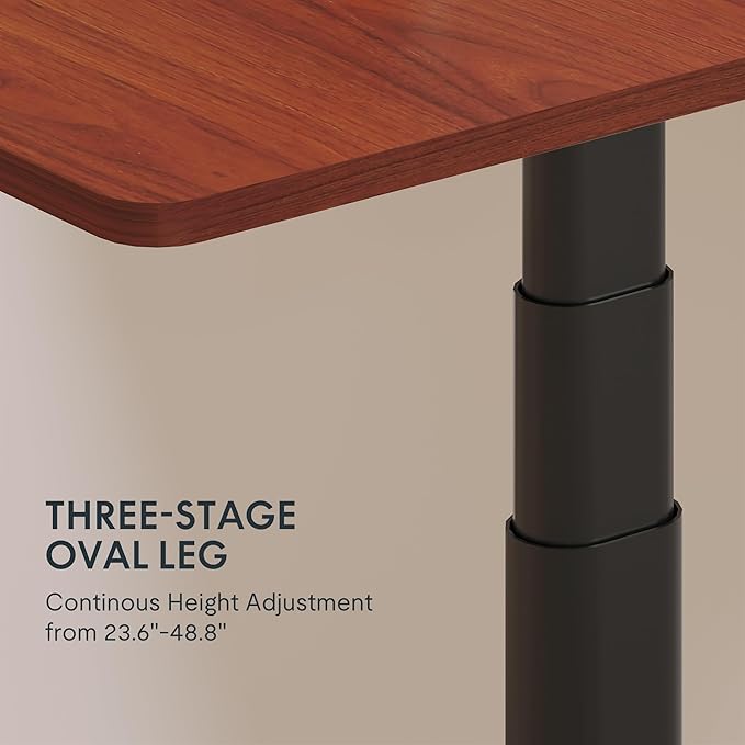 FLEXISPOT E6 Pro Oval Leg Dual Motor 3 Stages Standing Desk 55x28 Inch Electric Height Adjustable Whole-Piece Board Electric Sit Stand Up Desk 150KG Load Capacity (Black Frame + Mahogany Desktop)