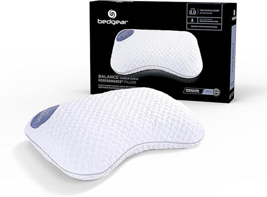 Bedgear Balance Cuddle Curve Performance Pillow - Size 0.0 - Moisture-Wicking Pillow for Side Sleepers - Medium Firmness Bed Pillow- Hypoallergenic, Washable Removable Cover - 20" W x 26" L x 4.75" H
