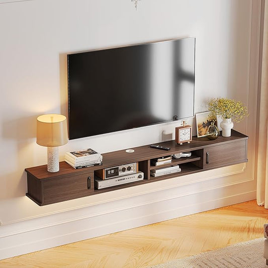 Floating TV Stand,51'' Wall Mounted TV Console,Floating TV Shelf,Wall TV Cabinet,Floating Entertainment Shelf,Walnut