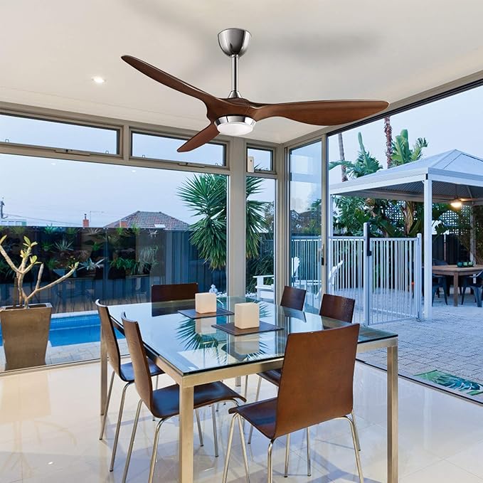 reiga 52 Inch ETL Listed High CFM Quiet DC Motor Smart Ceiling Fans with Lights Remote Control, Indoor 3 Blade Modern Ceiling Fan for Living Room Bedroom Farmhouse