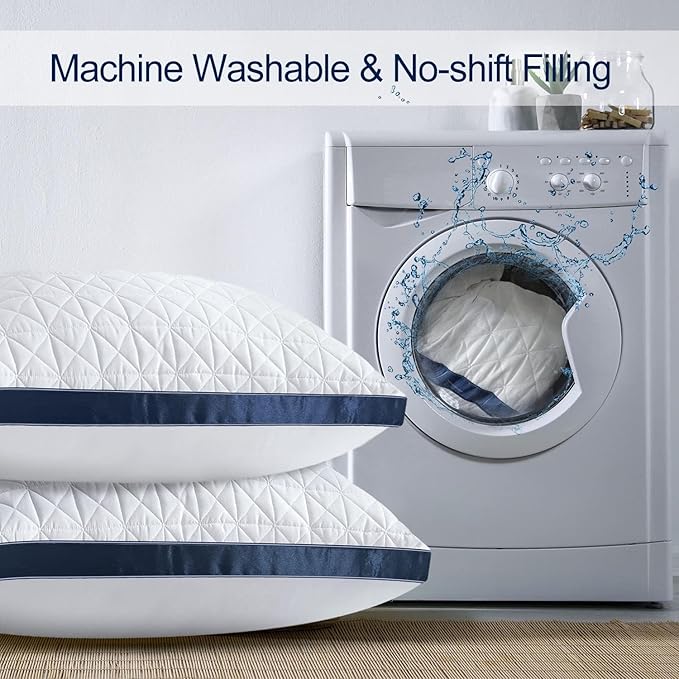 Pillows Standard Size Set of 4 Cooling Hotel Luxury Bed Pillows for Sleeping 4 Pack, Supportive Breathable Down Alternative Gusset Standard Pillow for Back Stomach or Side Sleepers